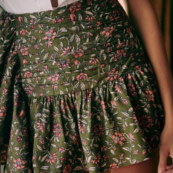 Sezane Rue Saint-Fiacre Julia Mini Skirt Floral Ruffle Pleated Flared A-Line - Picture 6 of 12